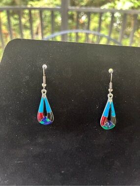 Taxco Alpaca Silver Zuni Style Earrings
